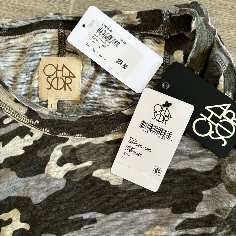 Chaser Shades Of Gray, Green & Cream Camo Tank Top New With Tags Size La… - Picture 12 of 14